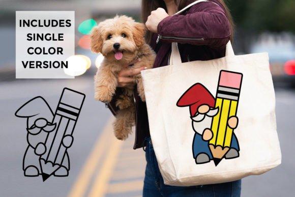 Back to School Gnome with Pencil SVG