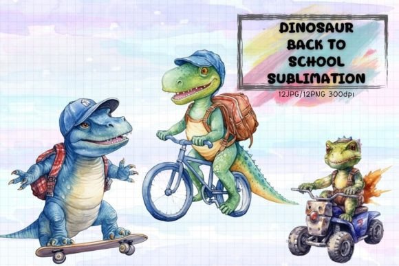 Dinosaur Back to School Watercolor