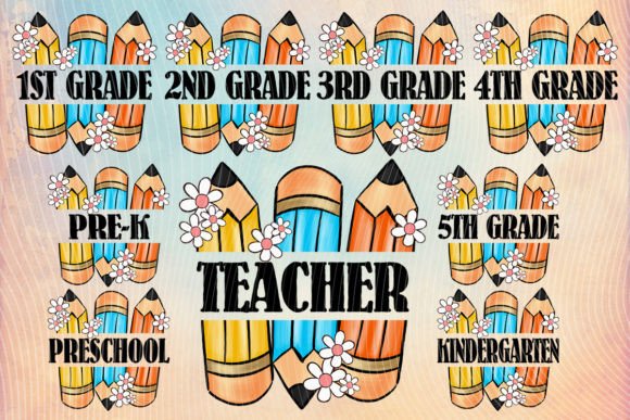 Pencil and Flower Back to School: A Practical Design Resource for Print-on-Demand and DIY Projects
