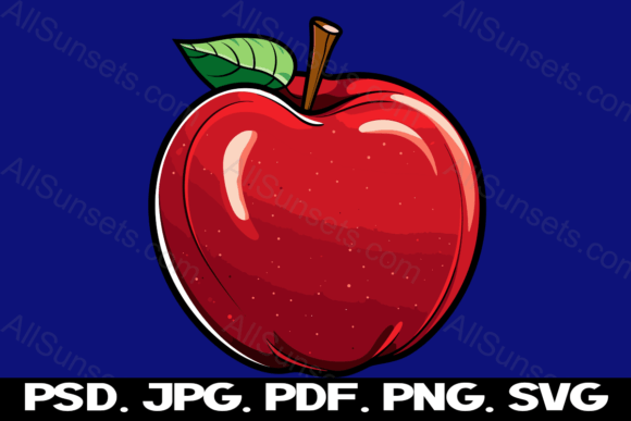 Red Apple Fruit Food Logo Back to School