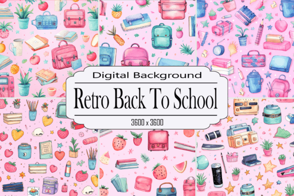 Retro Back to School Digital Backgrounds